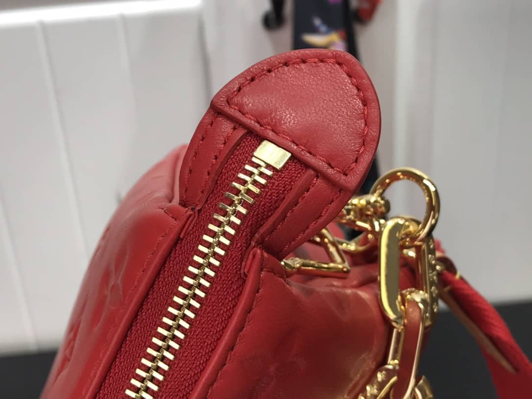 Louis Vuitton Cream Coussin PM Monogram Embossed Lambskin Replica Bag Red M57793