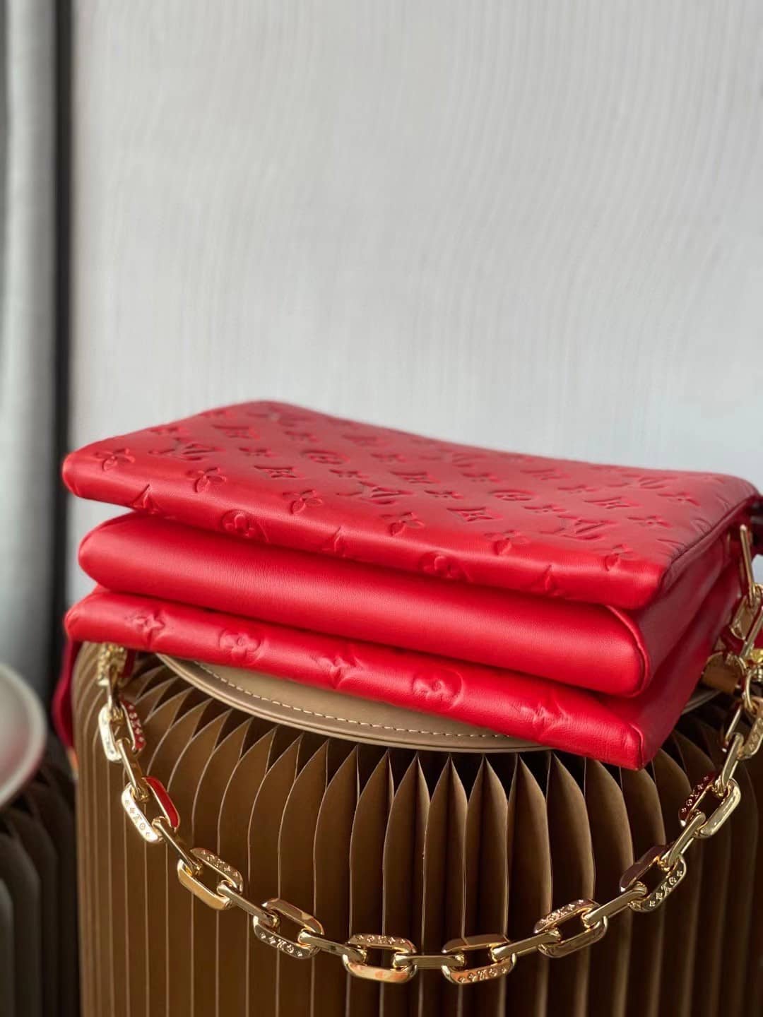 Louis Vuitton Coussin PM Gold Chain Rouge Red M57792 Replica Shoulder Bag