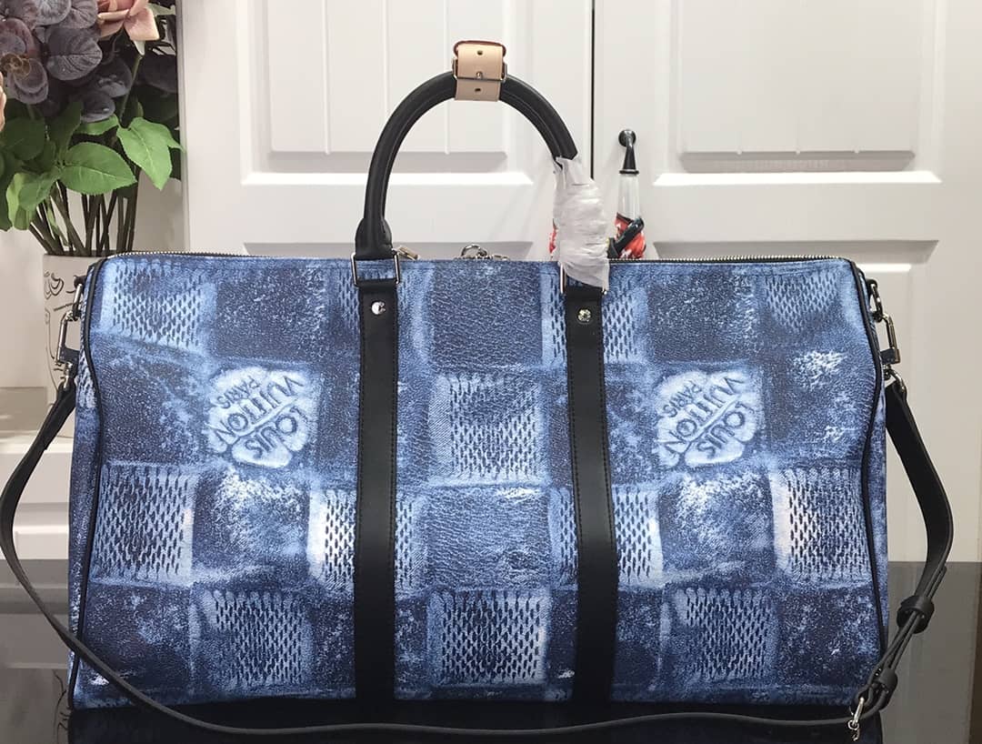 Louis Vuitton Keepall Bandoulière 50 Travel Bag Replica Blue N50069
