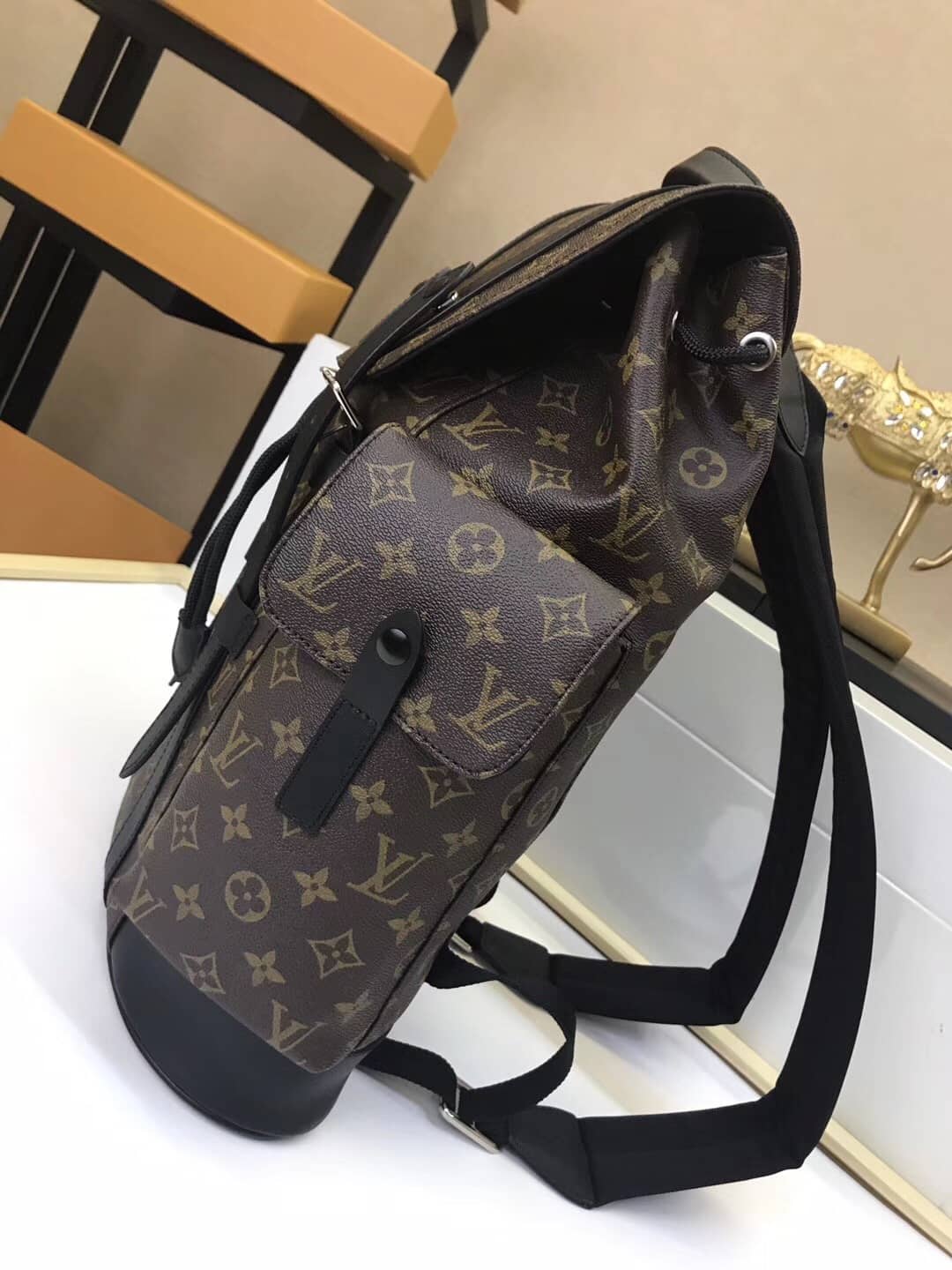 Louis Vuitton Christopher PM Monogram Macassar Canvas Leather Replica Backpack M43735
