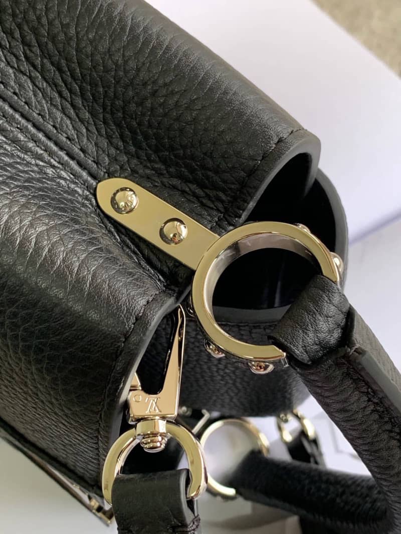 Louis Vuitton Taurillon Leather Capucines Mini Replica Bag Black M55985