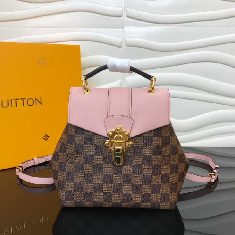 Louis Vuitton Damier Ebene Clapton Replica Backpack Pink N42262