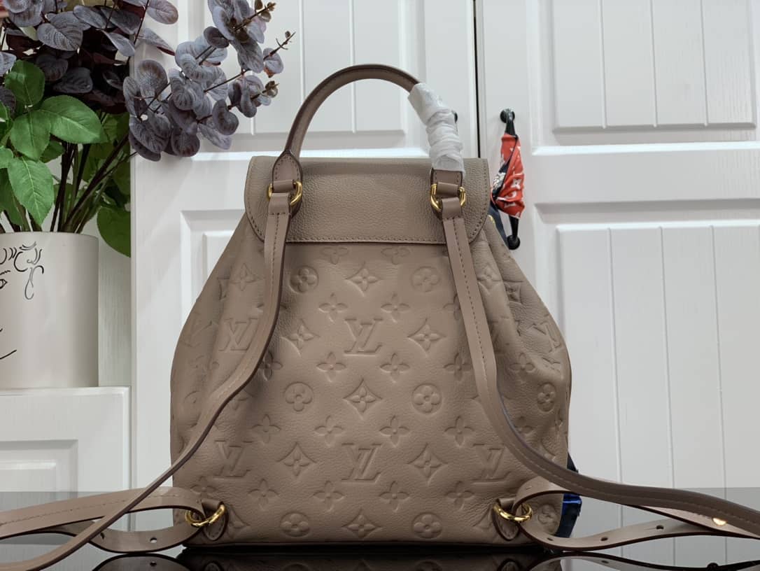 Louis Vuitton Ann Platt Montsouris PM Noir Leather Replica Backpack Beige M45205