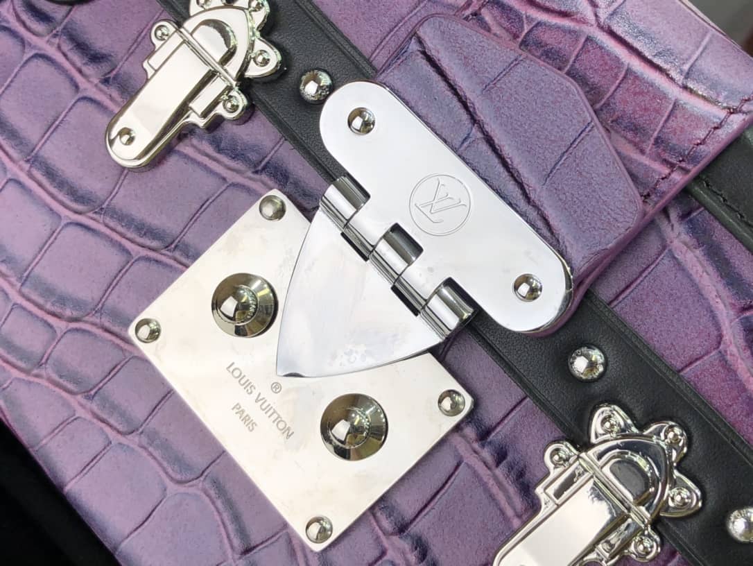 Louis Vuitton Petite Malle Brilliant Alligator Leather Replica Handbag Purple N93817