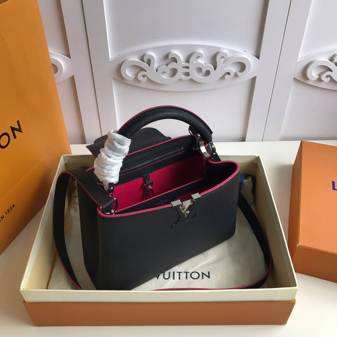 Louis Vuitton Capucines Taurillon Leather PM Tote Replica Black M42245