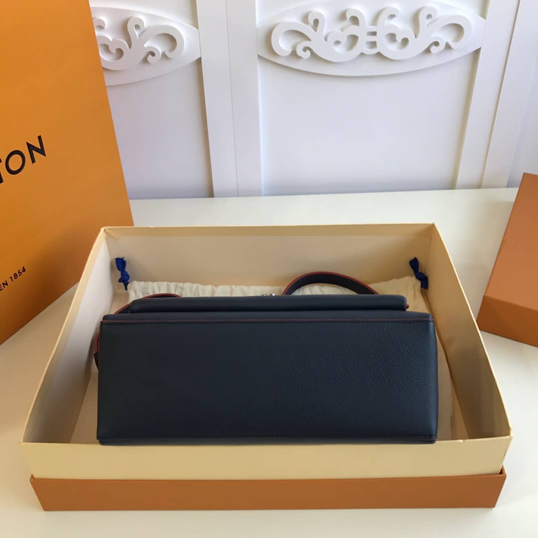 Louis Vuitton MyLockMe 2way Leather Grain Replica Satchel Black M54849