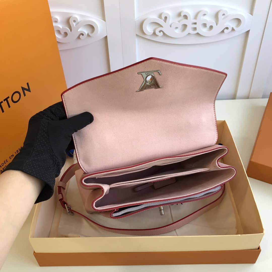 Louis Vuitton MyLockMe 2way Leather Grain Replica Satchel Pink M54849
