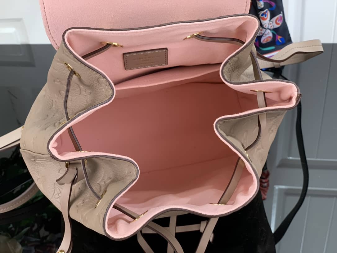Louis Vuitton Ann Platt Montsouris PM Noir Leather Replica Backpack Beige M45205