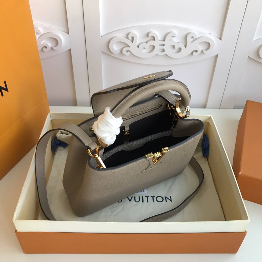 Louis Vuitton Capucines MM Taurillon Leather Tote Replica Gray M94428