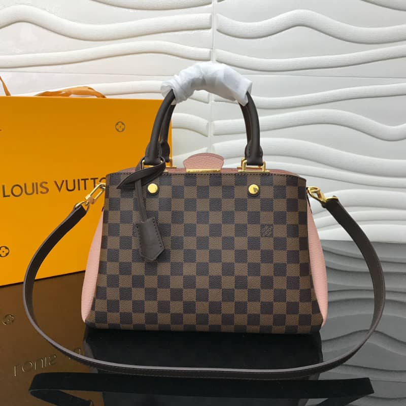 Louis Vuitton Damier Ebene Canvas Brittany Bag Replica Pink M41674