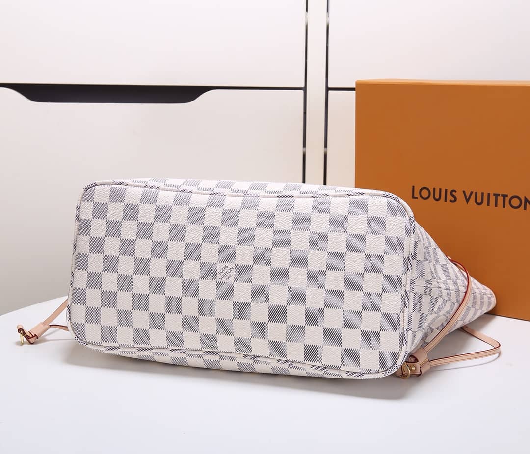 Louis Vuitton Neverfull MM Damier Azur Tote Replica White N41361