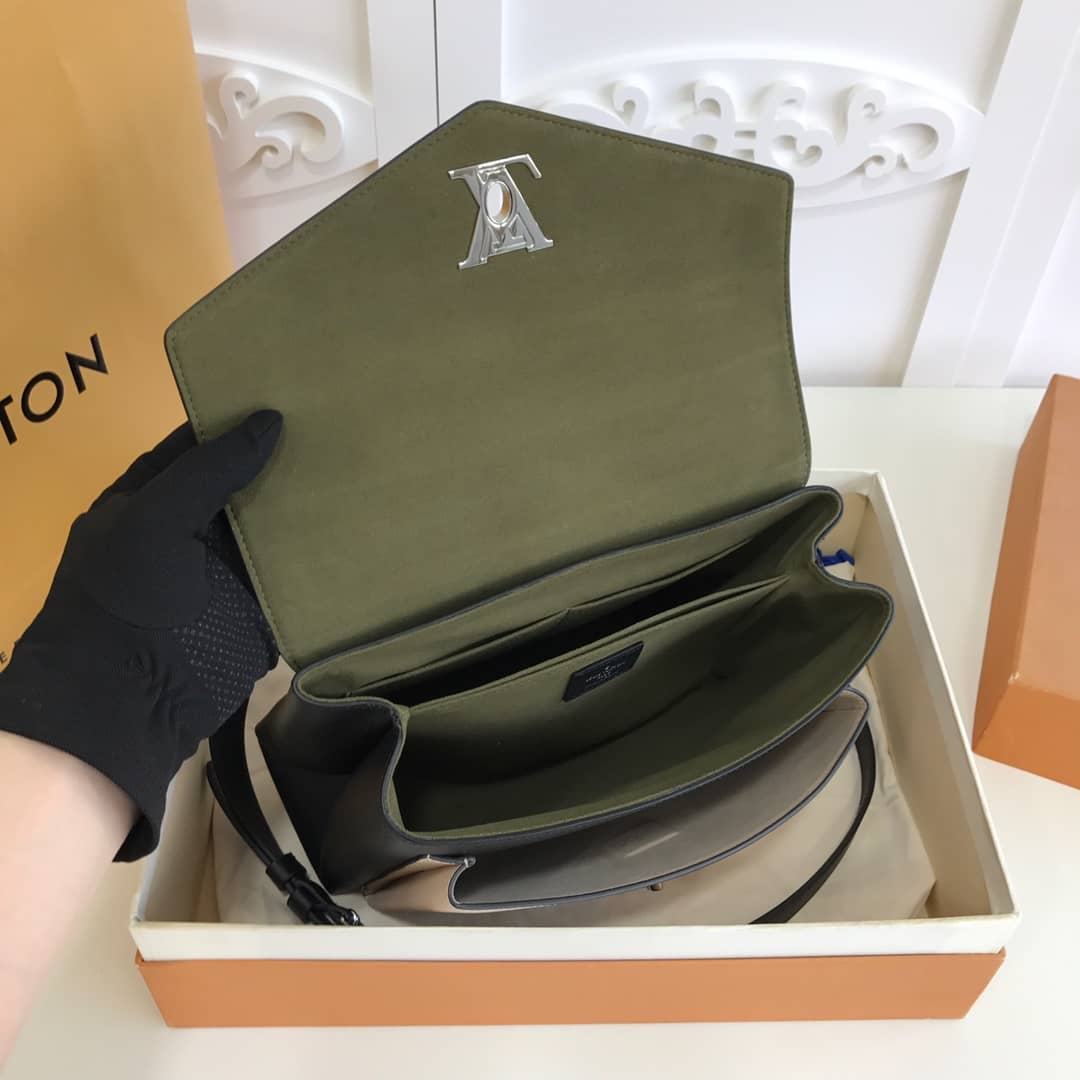 Louis Vuitton MyLockMe 2way Leather Grain Satchel Replica Green M54849
