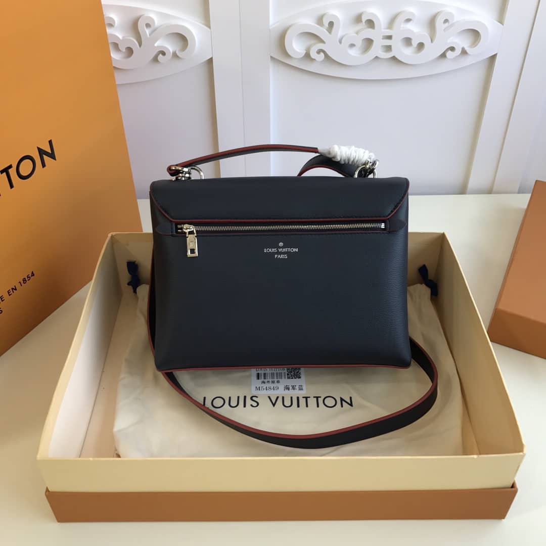 Louis Vuitton MyLockMe 2way Leather Grain Replica Satchel Black M54849