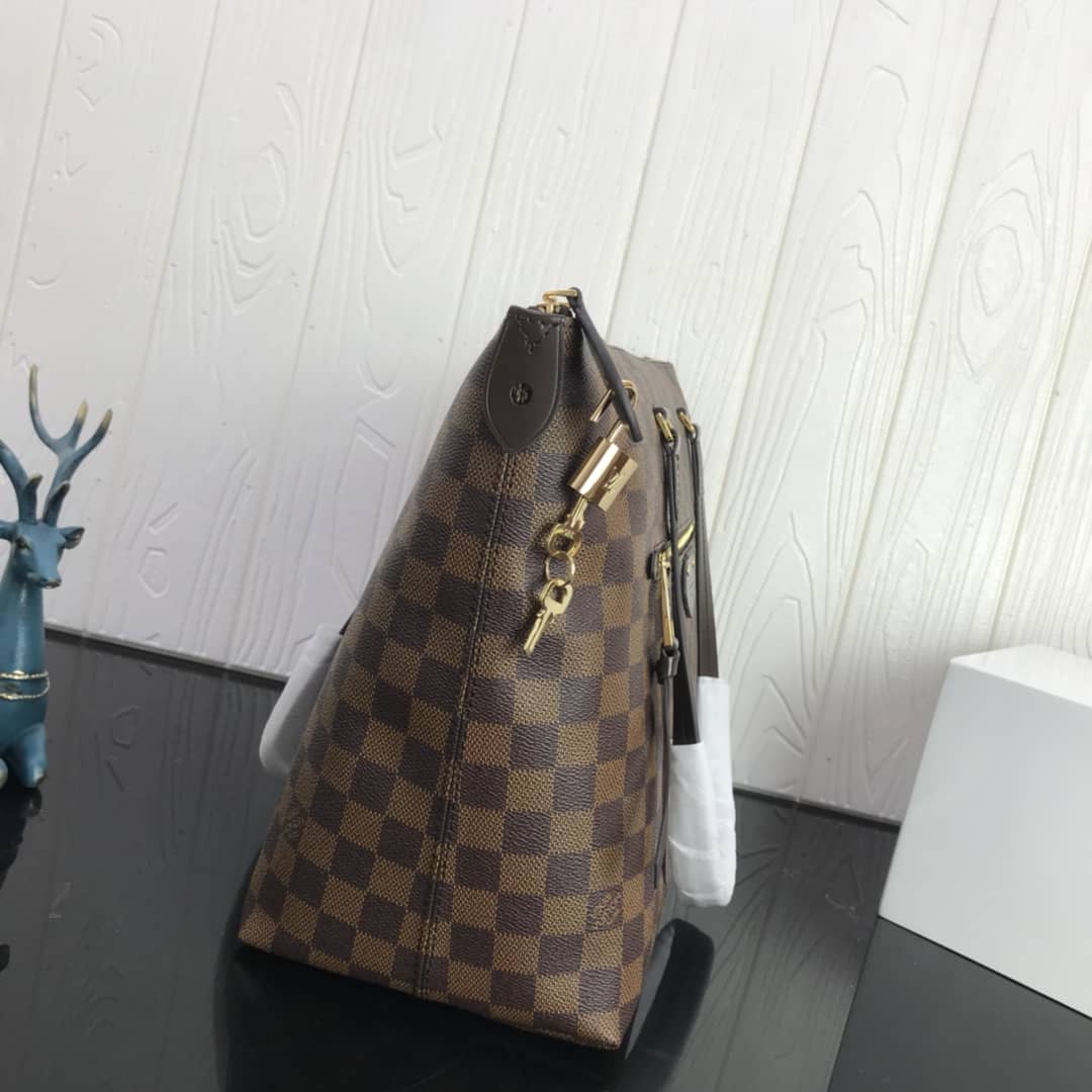 Louis Vuitton Damier Ebene Jena MM Semi Tote Replica Red M42267