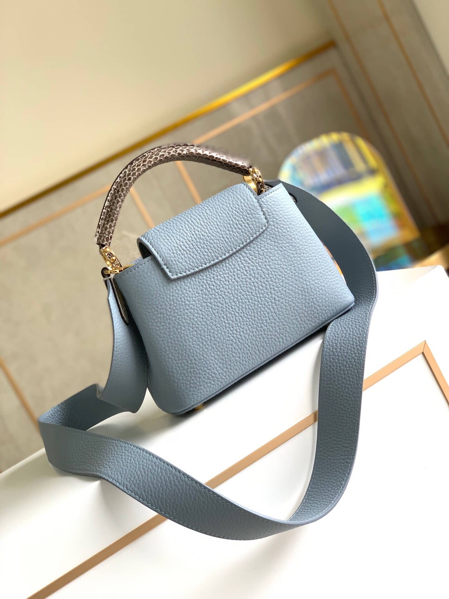 Louis Vuitton Capucines Mini Replica Bag Blue M55921