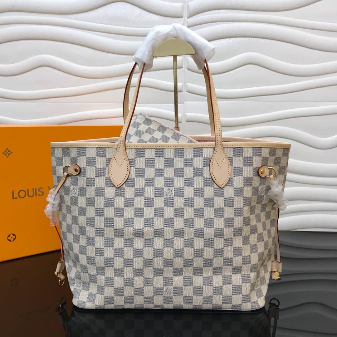 Louis Vuitton Neverfull MM Damier Azur Bag Replica Pink N40995