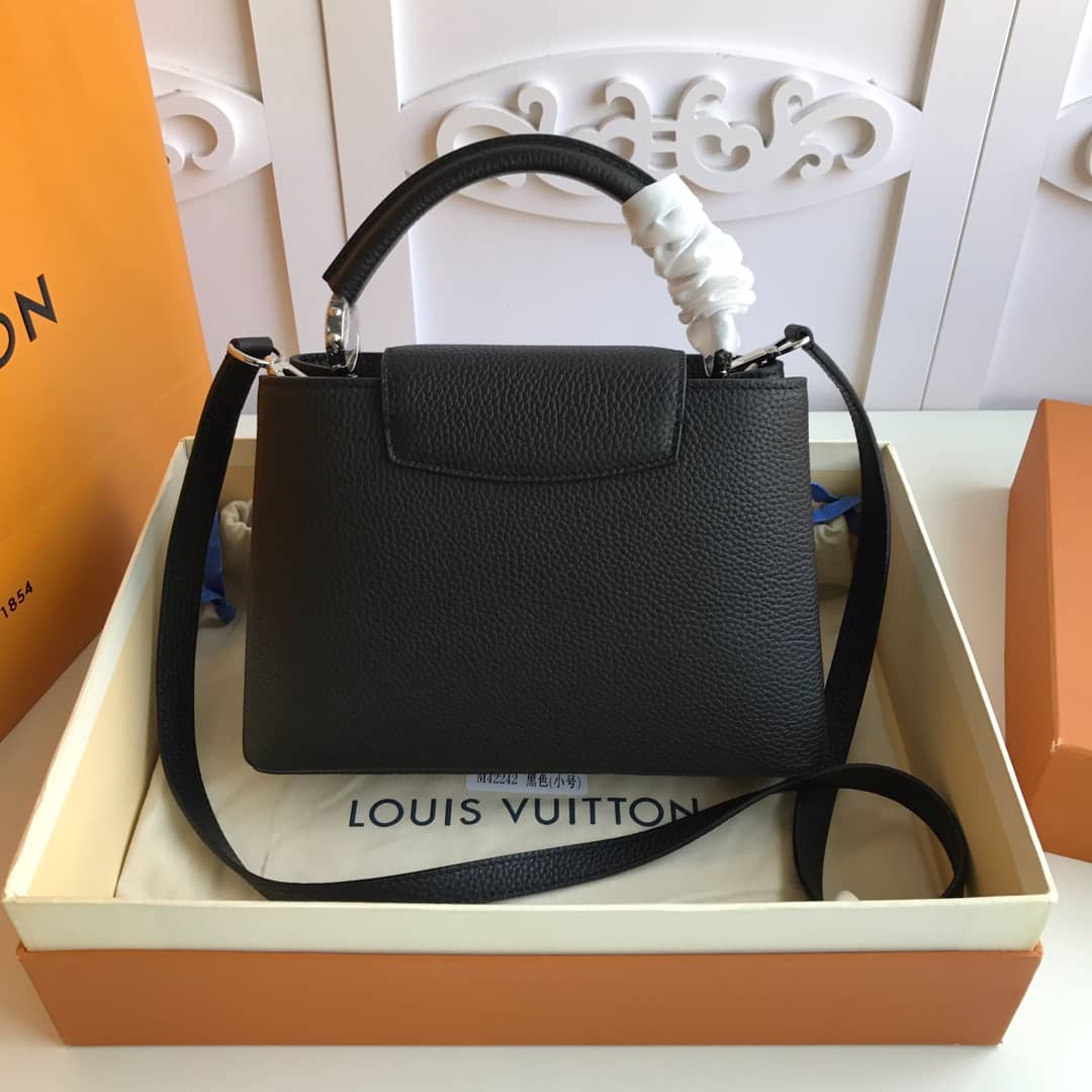 Louis Vuitton Capucines PM Taurillon Leather Tote Replica Black M42242