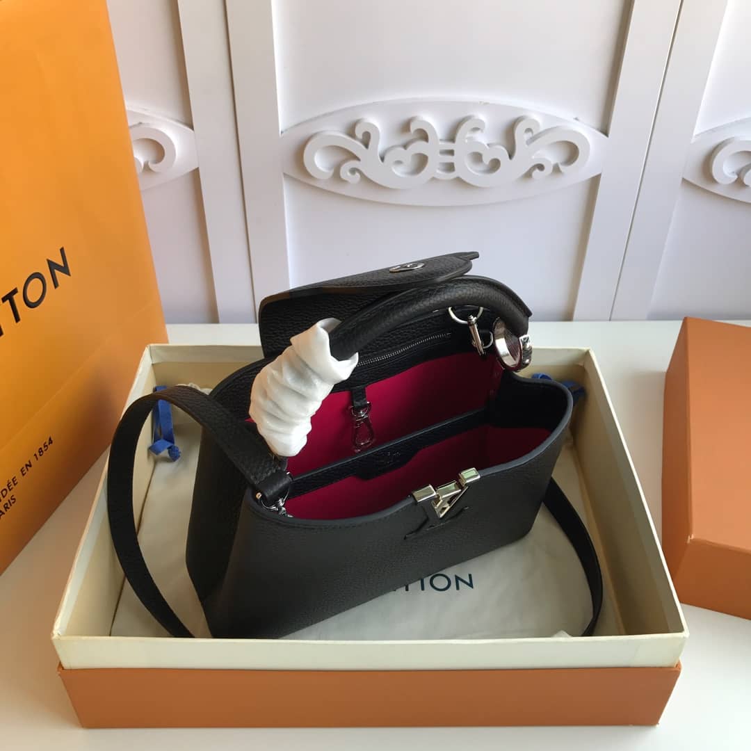 Louis Vuitton Capucines PM Taurillon Leather Tote Replica Black M42242