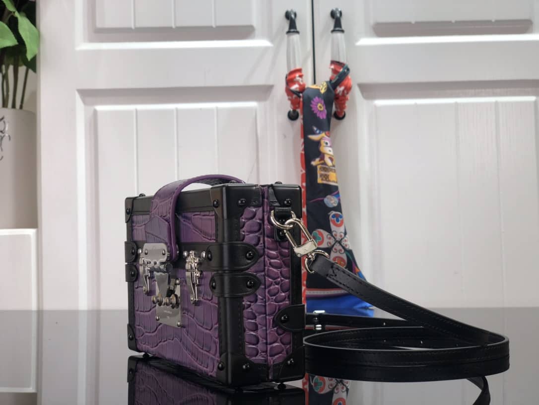 Louis Vuitton Petite Malle Brilliant Alligator Leather Replica Handbag Purple N93817