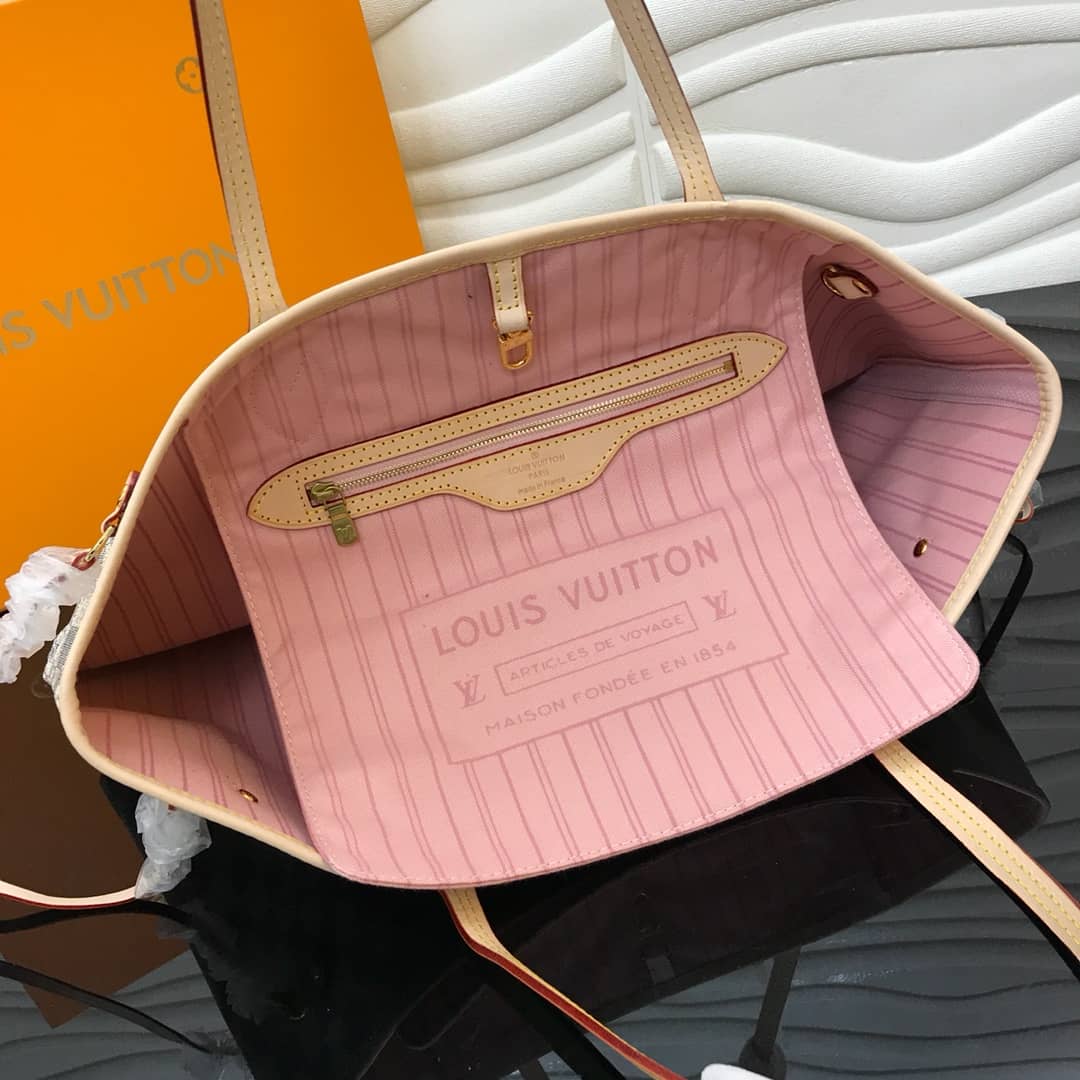 Louis Vuitton Neverfull MM Damier Azur Bag Replica Pink N40995
