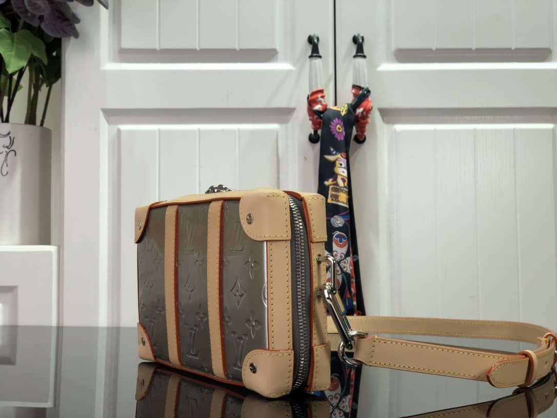 Louis Vuitton Soft Trunk Monogram Mirror Coated Canvas Replica Bag Silver M45880