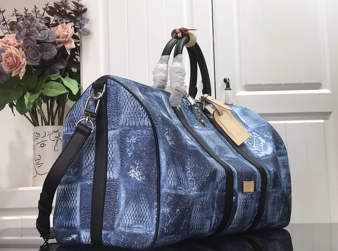 Louis Vuitton Keepall Bandoulière 50 Travel Bag Replica Blue N50069