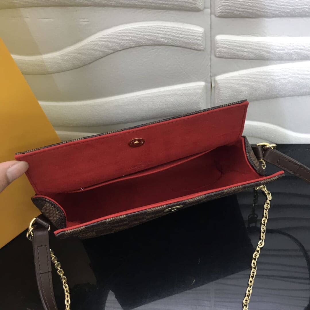 Louis Vuitton Damier Ebene Recital Shoulder Leather Bag Replica