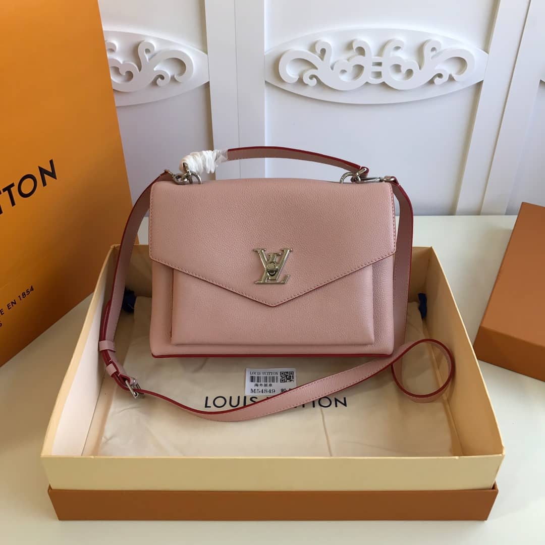 Louis Vuitton MyLockMe 2way Leather Grain Replica Satchel Pink M54849