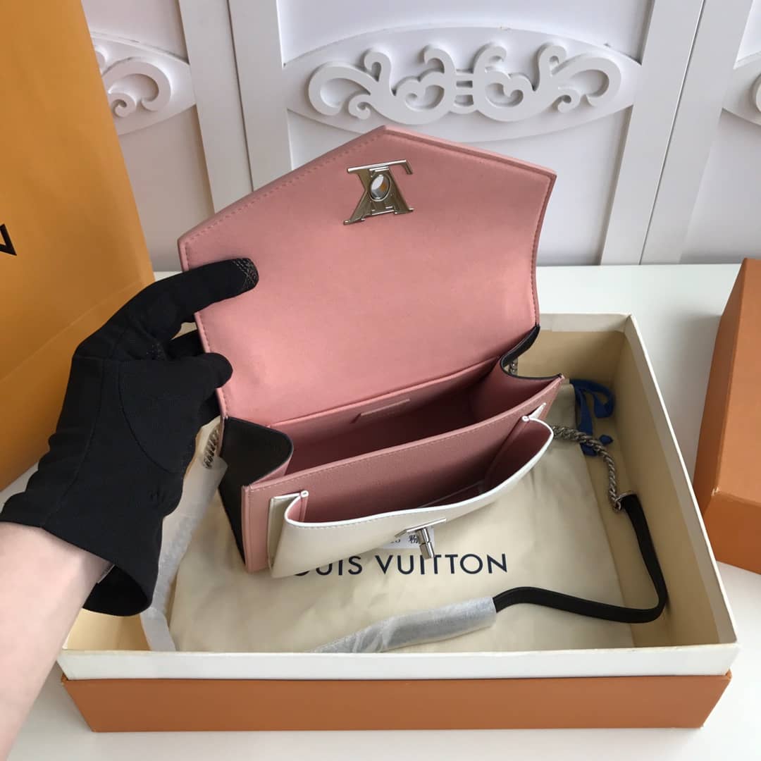 Louis Vuitton MyLockMe BB Calf Chain Replica Shoulder Bag Pink White M51418