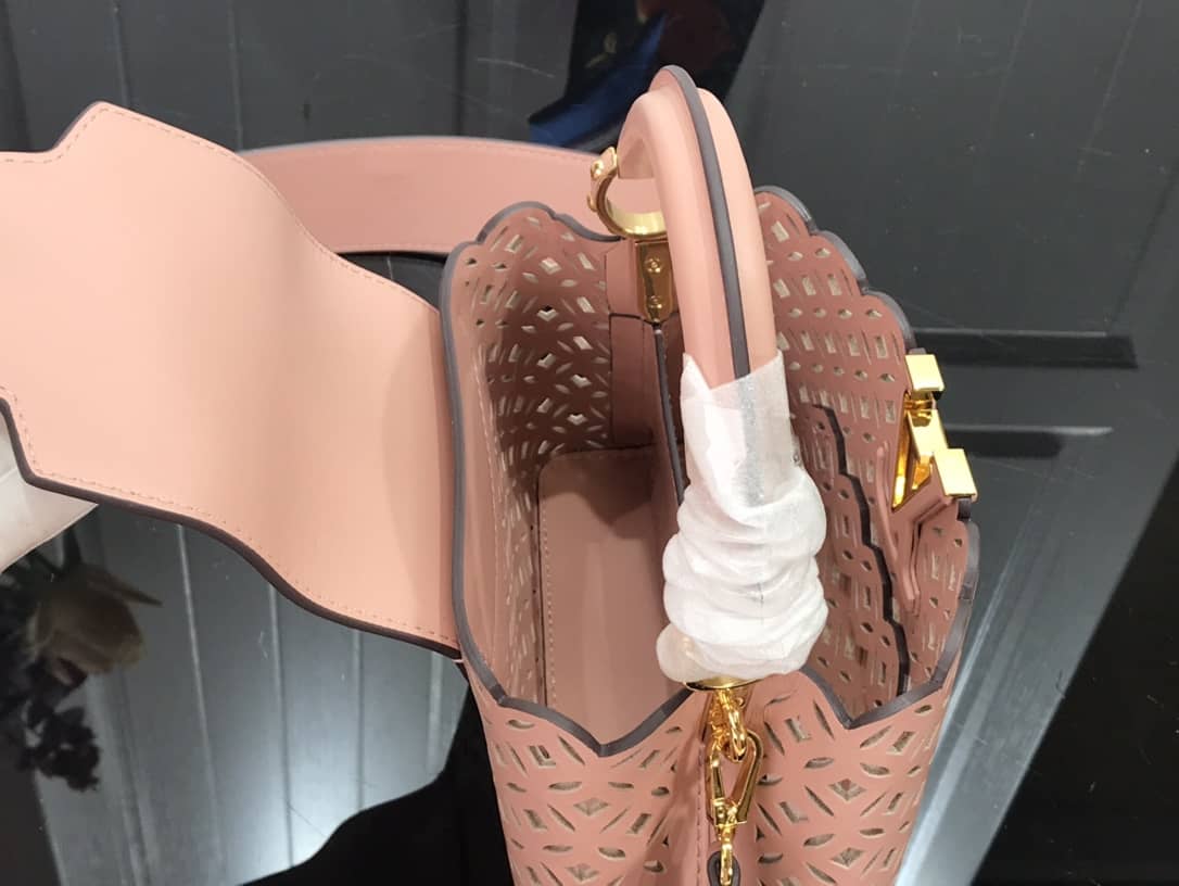 Louis Vuitton Capucines BB Cutout Leather Bag Replica Pink M57228