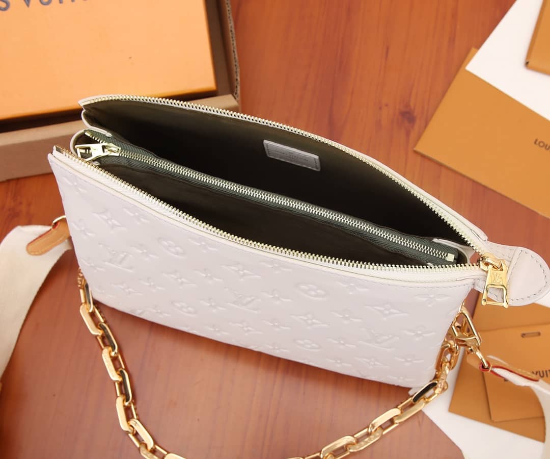 Louis Vuitton Coussin PM Monogram Embossed Replica Crossbody Bag White M57790