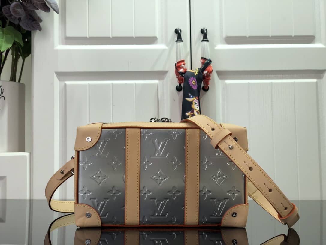 Louis Vuitton Soft Trunk Monogram Mirror Coated Canvas Replica Bag Silver M45880