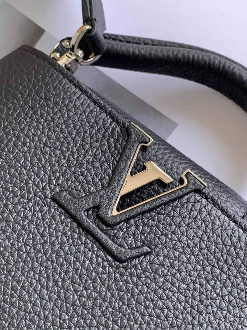 Louis Vuitton Taurillon Leather Capucines Mini Replica Bag Black M55985