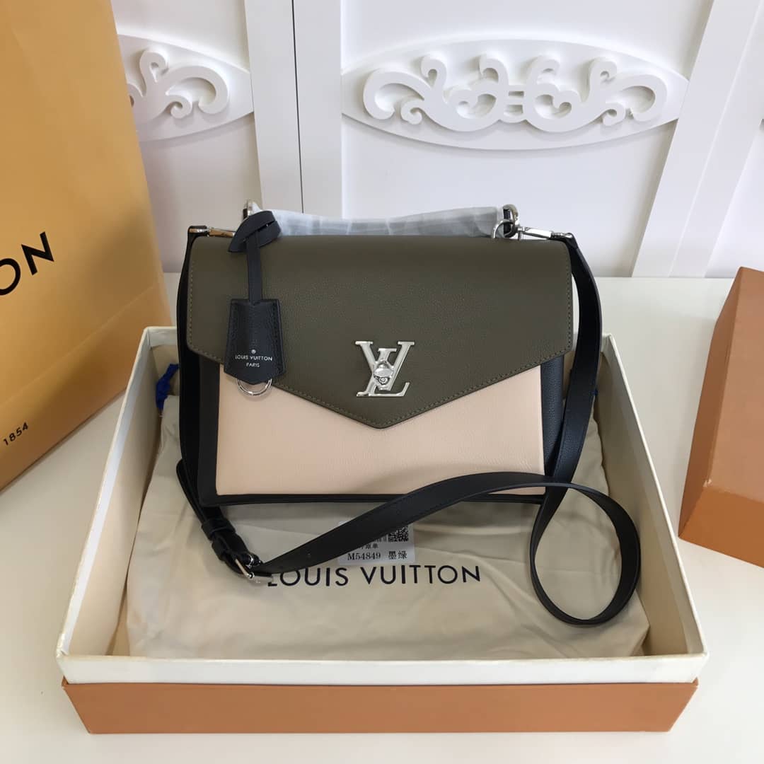 Louis Vuitton MyLockMe 2way Leather Grain Satchel Replica Green M54849