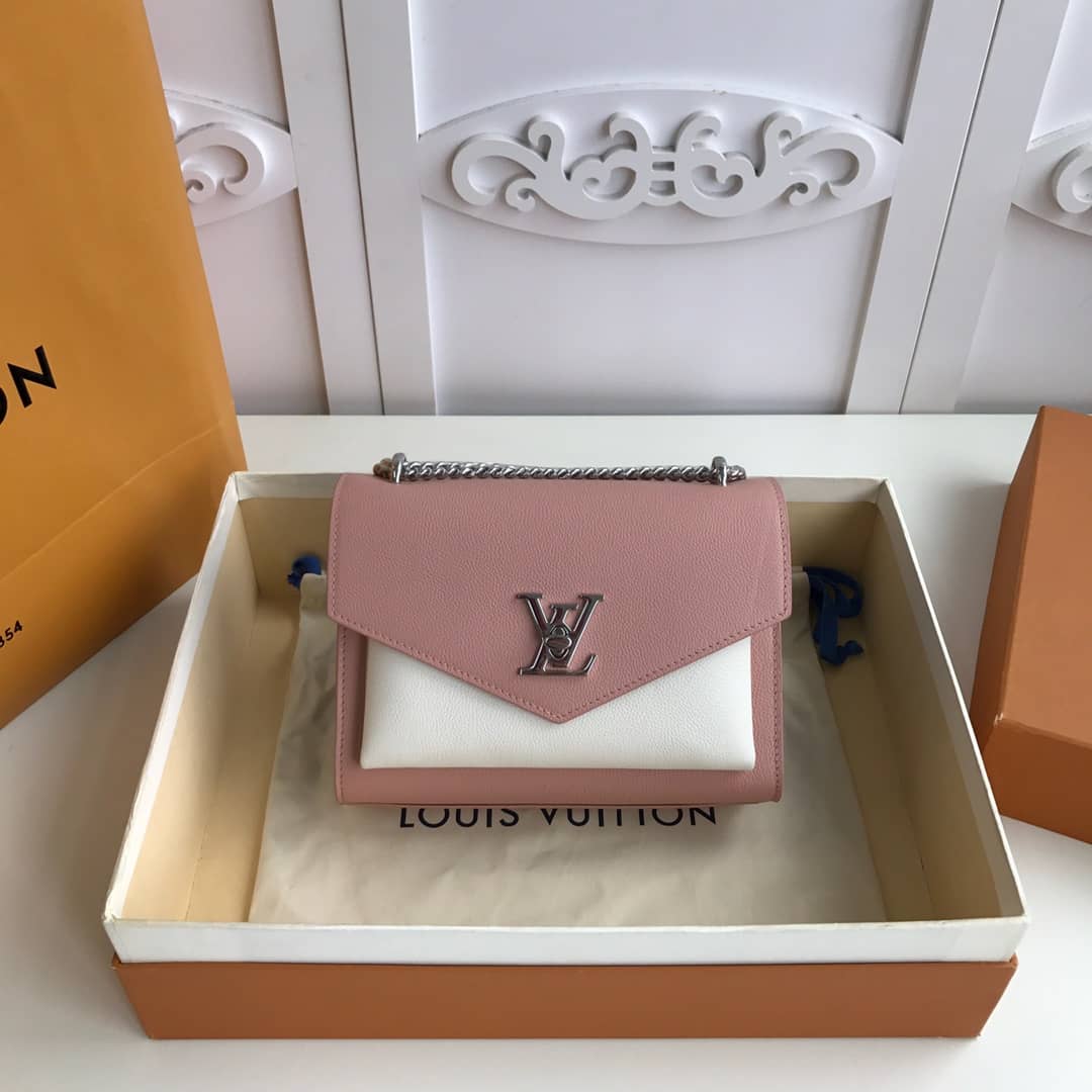 Louis Vuitton MyLockMe BB Calf Chain Replica Shoulder Bag Pink White M51418