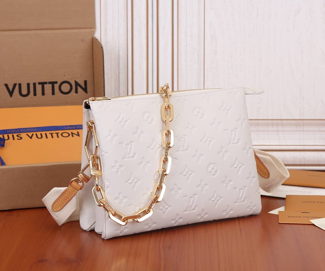 Louis Vuitton Coussin PM Monogram Embossed Replica Crossbody Bag White M57790