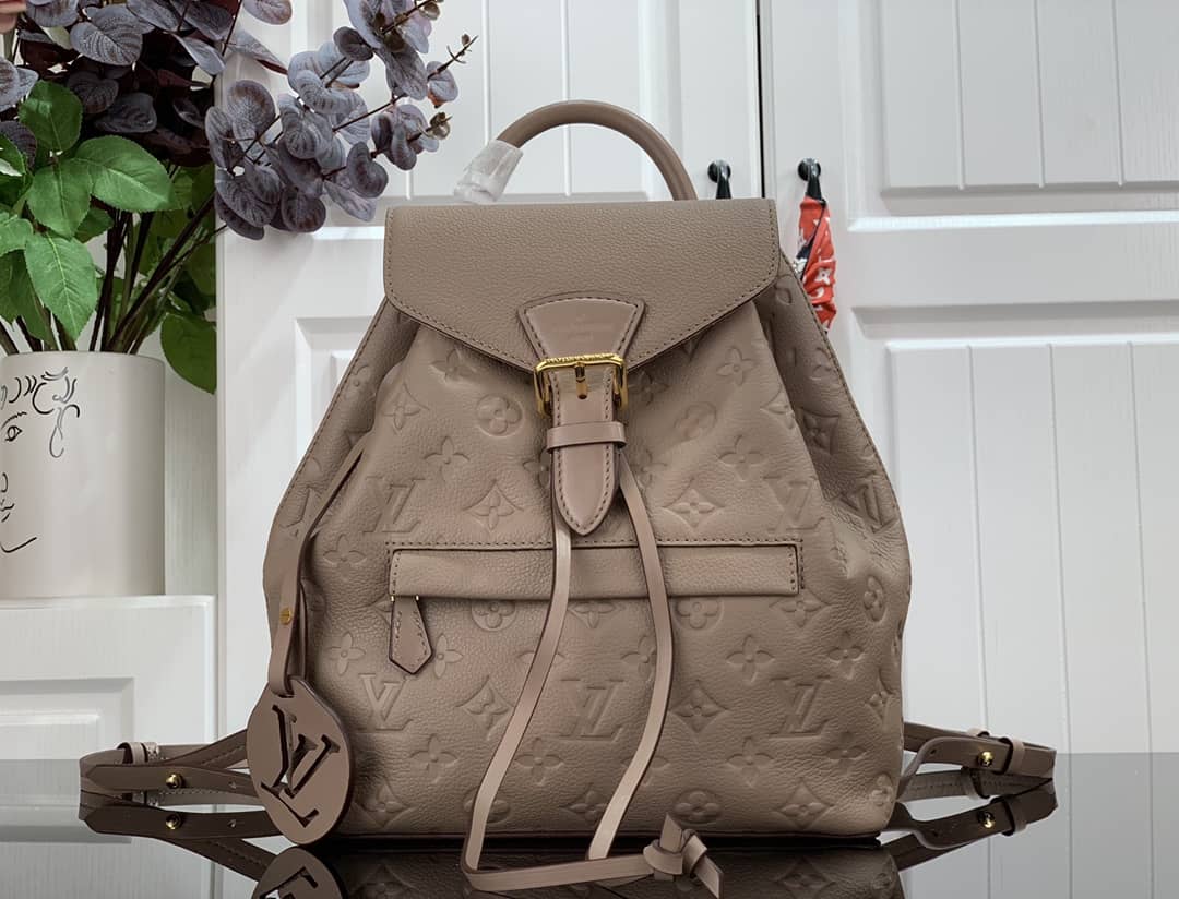 Louis Vuitton Ann Platt Montsouris PM Noir Leather Replica Backpack Beige M45205