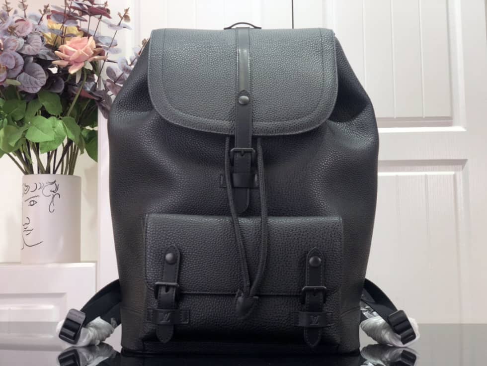 Louis Vuitton Christopher Slim Taurillon Leather Black M58644 Replica Backpack