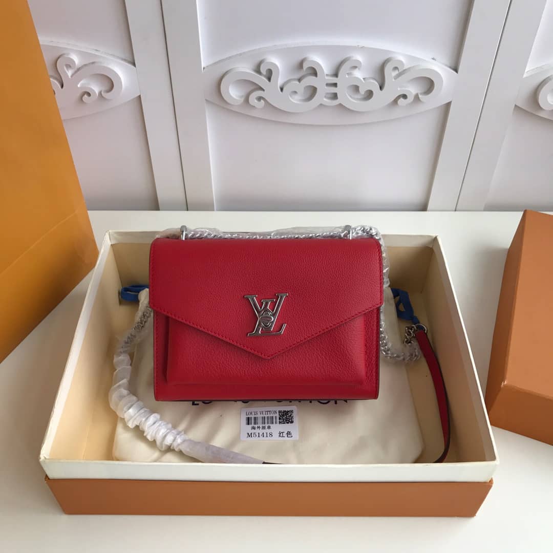 Louis Vuitton MyLockMe BB Calf Chain Replica Shoulder Bag Red M51418