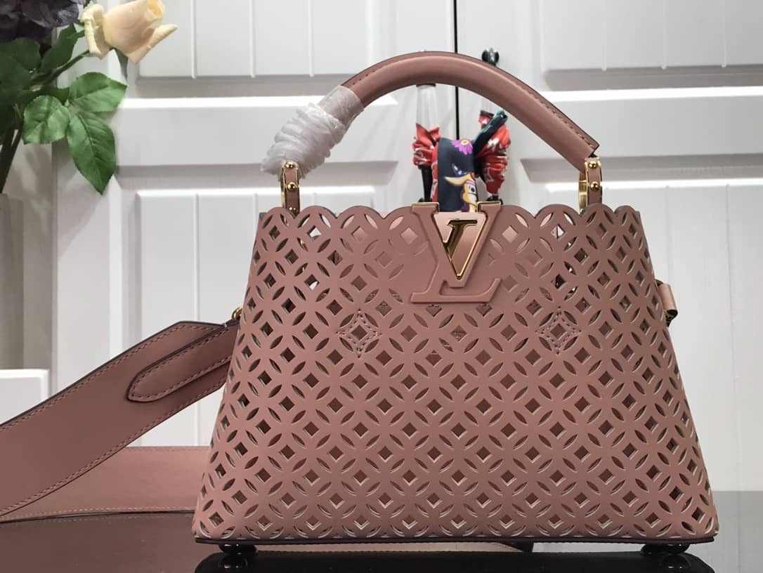Louis Vuitton Capucines BB Cutout Leather Bag Replica Pink M57228