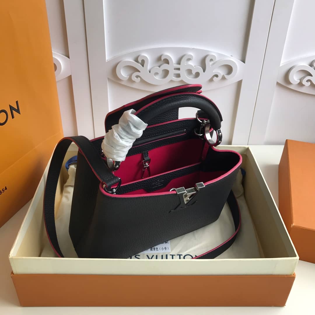 Louis Vuitton Capucines Taurillon Leather PM Tote Replica Black M42245