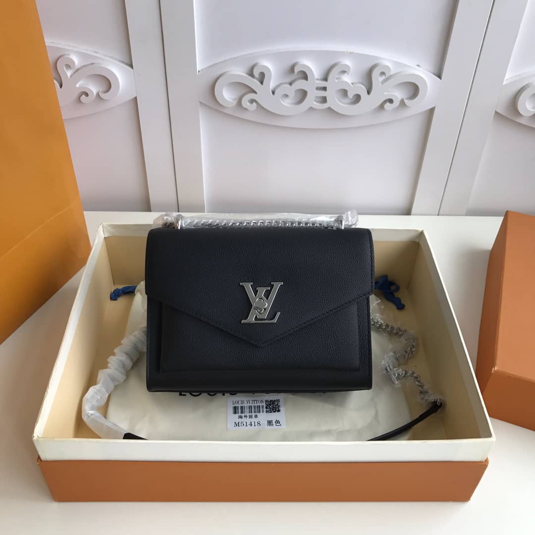 Louis Vuitton MyLockMe BB Calf Chain Replica Shoulder Bag Black M51418