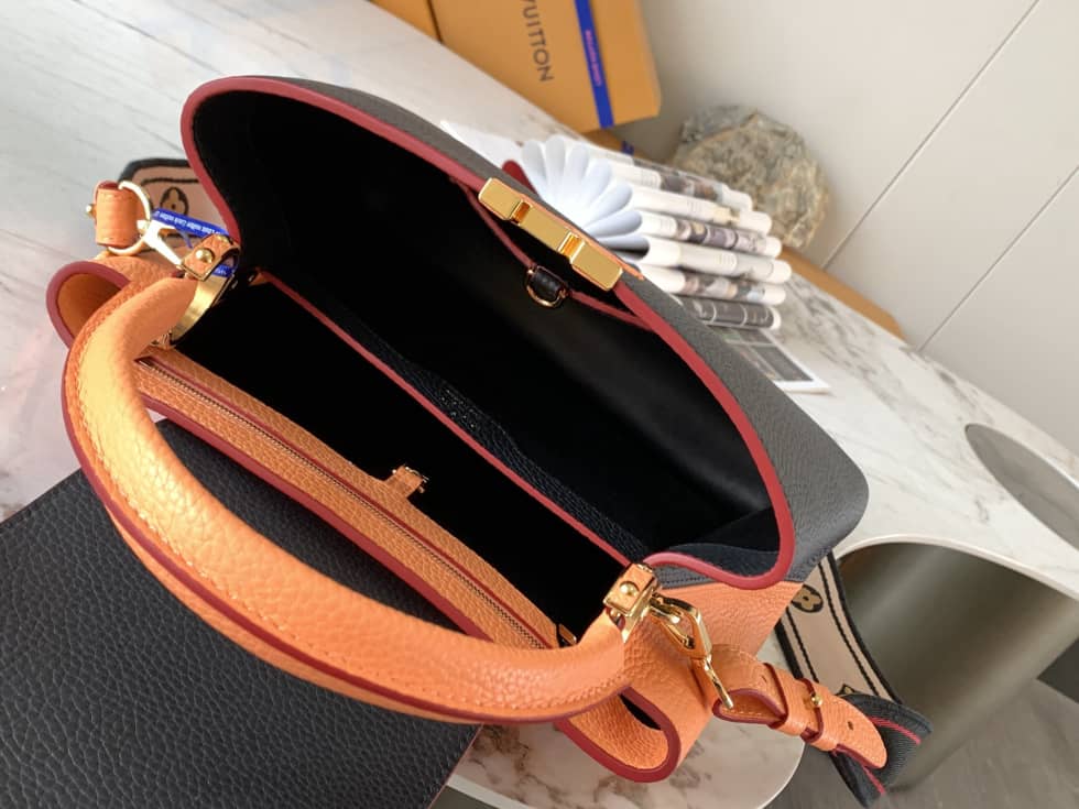Louis Vuitton Capucines MM Black And Orange M58610 Replica Crossbody Bag