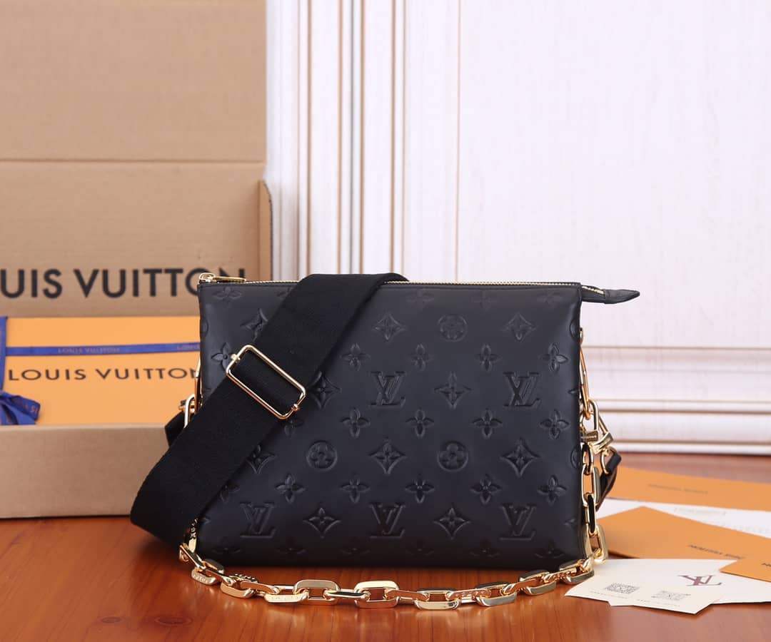 Best Replica Louis Vuitton Coussin PM Monogram Embossed Replica Crossbody Bag Black M57790(ColaReps)