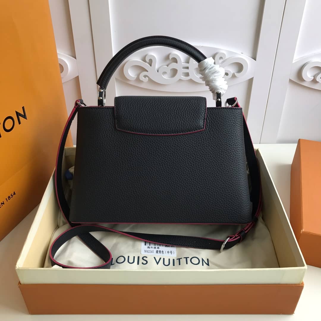 Louis Vuitton Capucines Taurillon Leather PM Tote Replica Black M42245