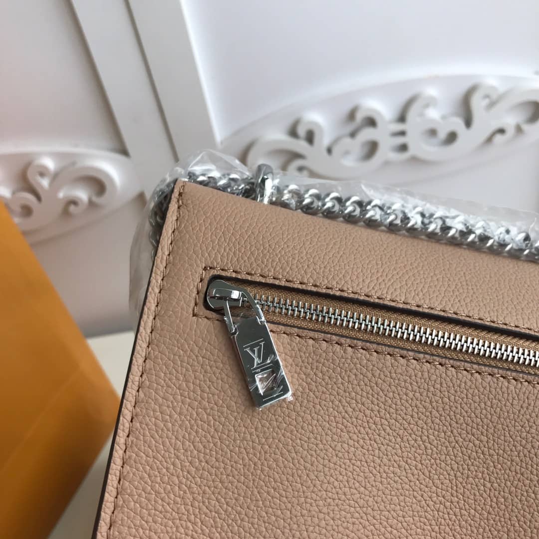 Louis Vuitton MyLockMe BB Calf Chain Replica Shoulder Bag Apricot White M51418