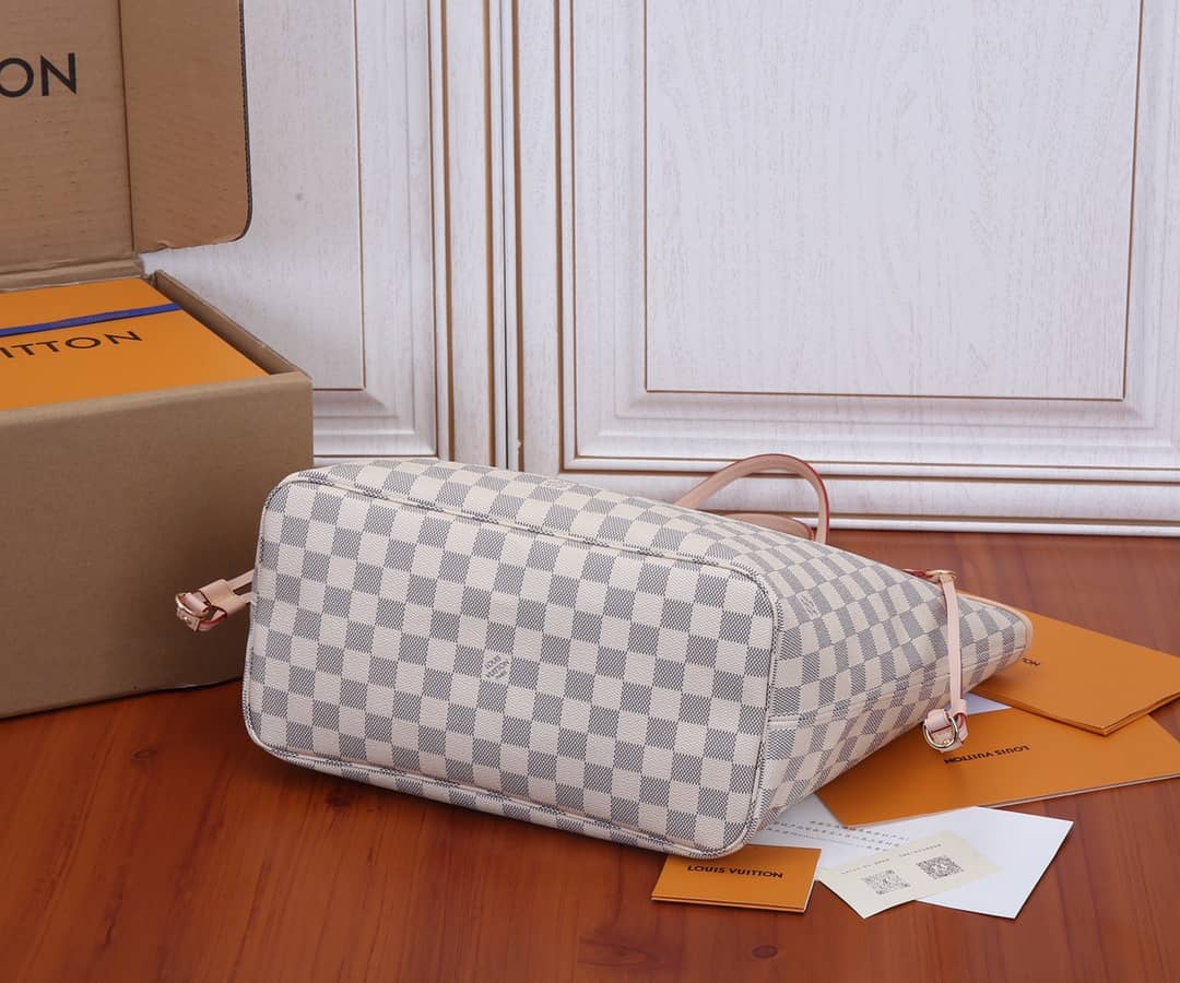 Louis Vuitton Neverfull MM Damier Azur Tote Replica White N41361