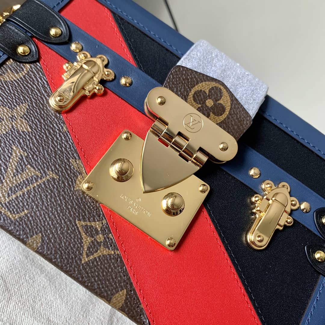 Louis Vuitton Petite Malle Diagonal Stripes Monogram Canvas Replica Trunk M55437