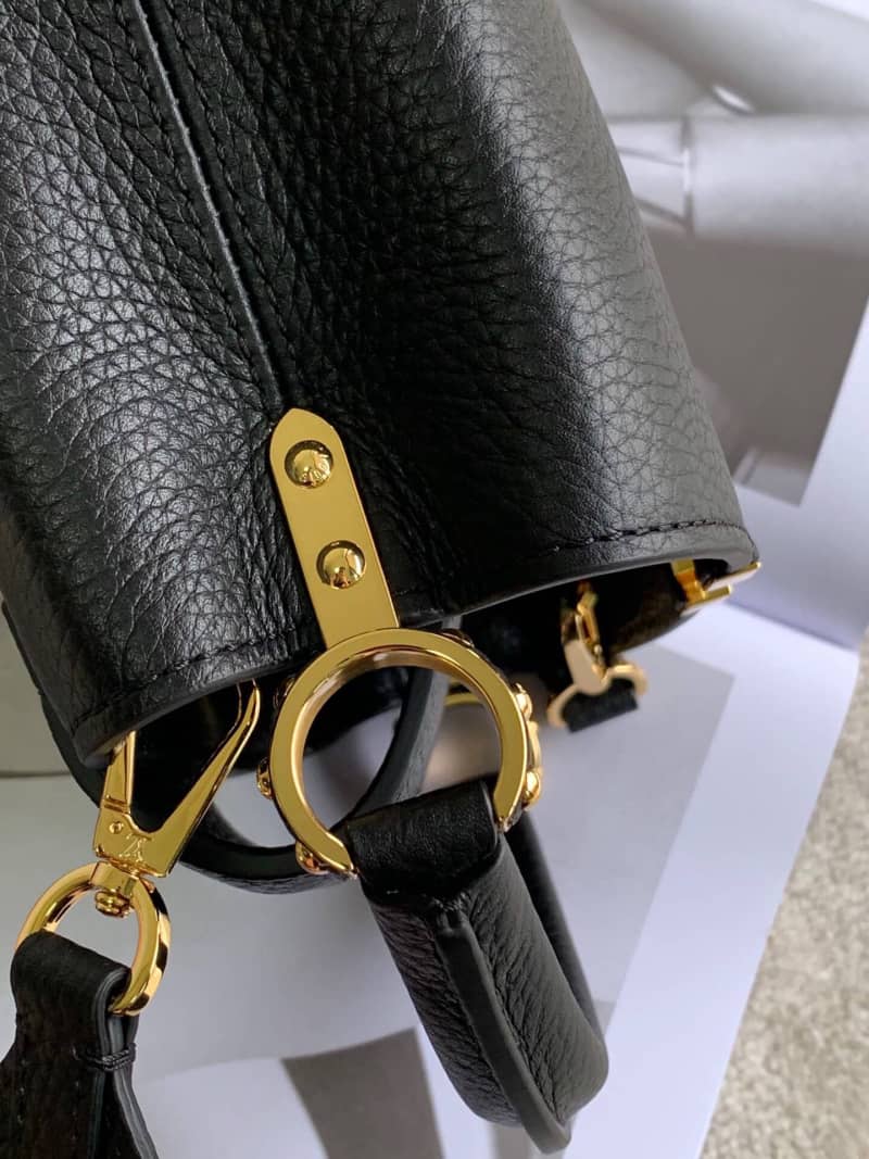 Louis Vuitton Taurillon Leather Capucines Mini Replica Bag Black M55985