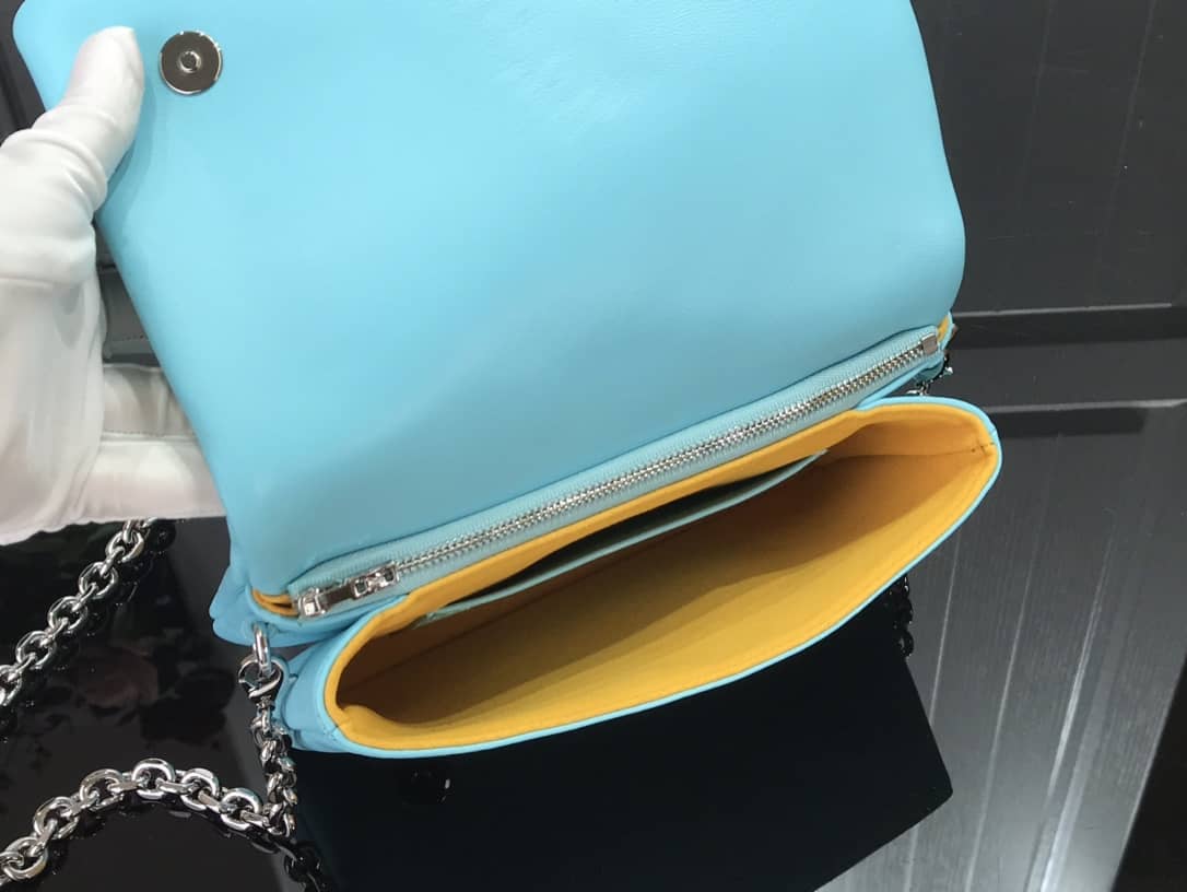 Louis Vuitton Pochette Coussin Monogram Embossed Lambskin Chain Replica Bag Blue(Cola)